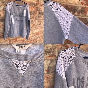 {FOREVER 21 Girls} 11/12 Lace Sweatshirt Pullover